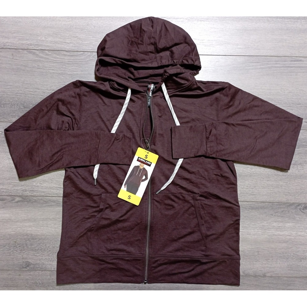 KIRKLAND Signature Lightweight Zip Jacket Womens Small Heather Brown Hooded